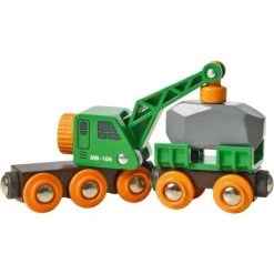 Ravensburger BRIO 63369800 Grüner Kranwagen+Anhänger+Fracht