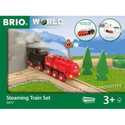 Ravensburger BRIO World 36017 Batterie-Dampflok Set - Aus Dem Schornstein Der Lokomotive Strömt Während Der Fahrt Kalter Wasserdamp