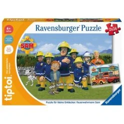 Ravensburger Tiptoi Spiel 00135 Puzzle Für Kleine Entdecker: Feuerwehrmann Sam - 2x24 Teile Kinderpuzzle Ab 4 Jahren,