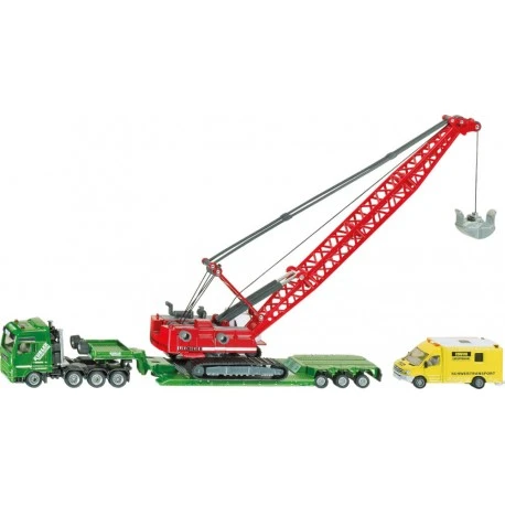 SIKU 1834 Schwertransport Mit Seilbagger, Abrissbirne Und Schildern 3 SIKU 1834 Schwertransport Mit Seilbagger, Abrissbirne Und Schildern